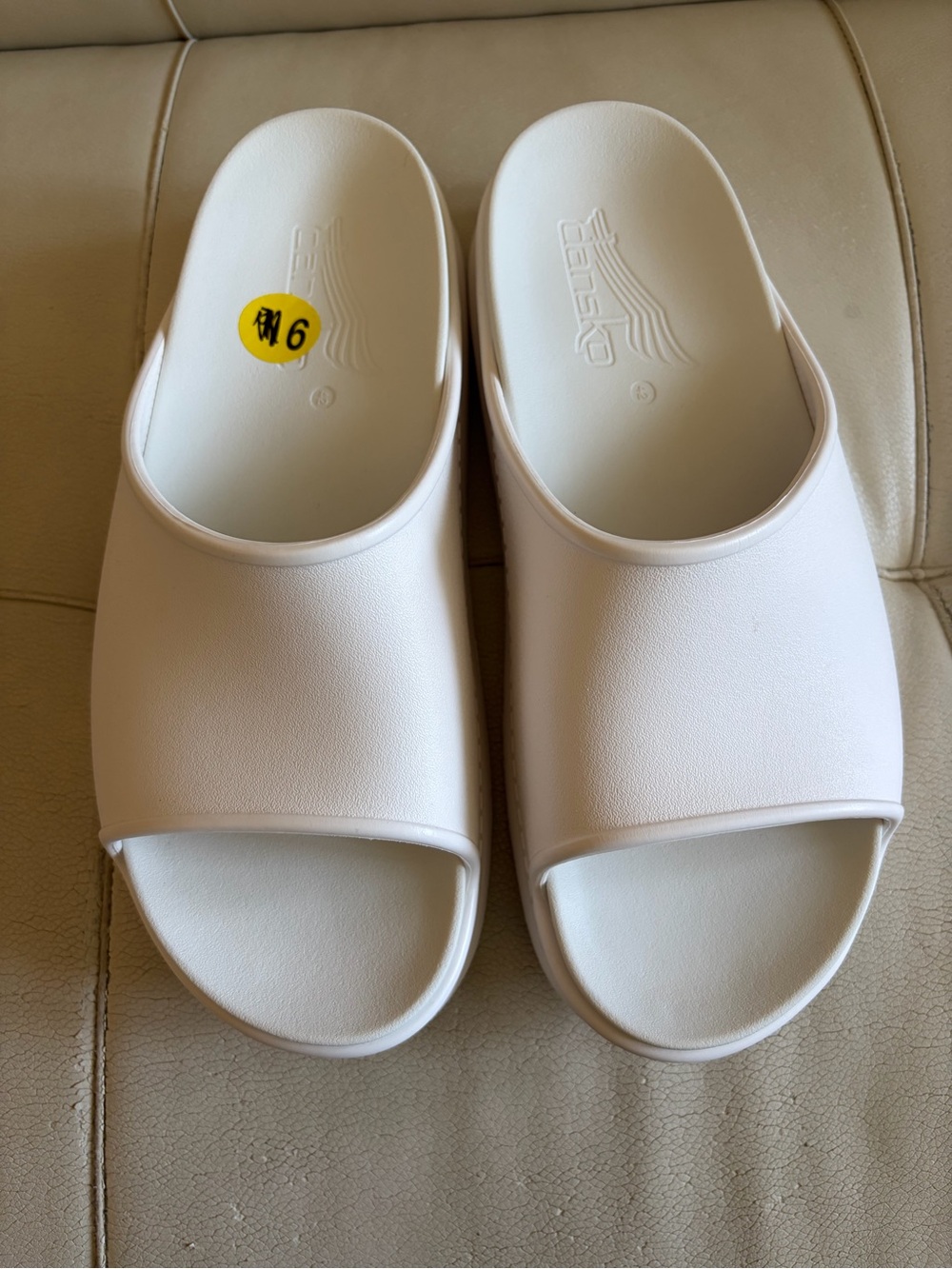 Dansko Cream Open-Toe Slide Sandals